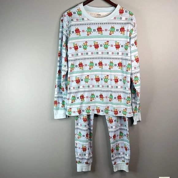 GYMBOREE Youth Girls Baby Blue Christmas Print PJs Long Sleeve Crewneck Bears L - Picture 10 of 10